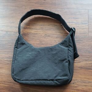 BAGGU Womens Black Chic Edgy Feminine Retro Nylon Adjustable Small Shoulder Bag